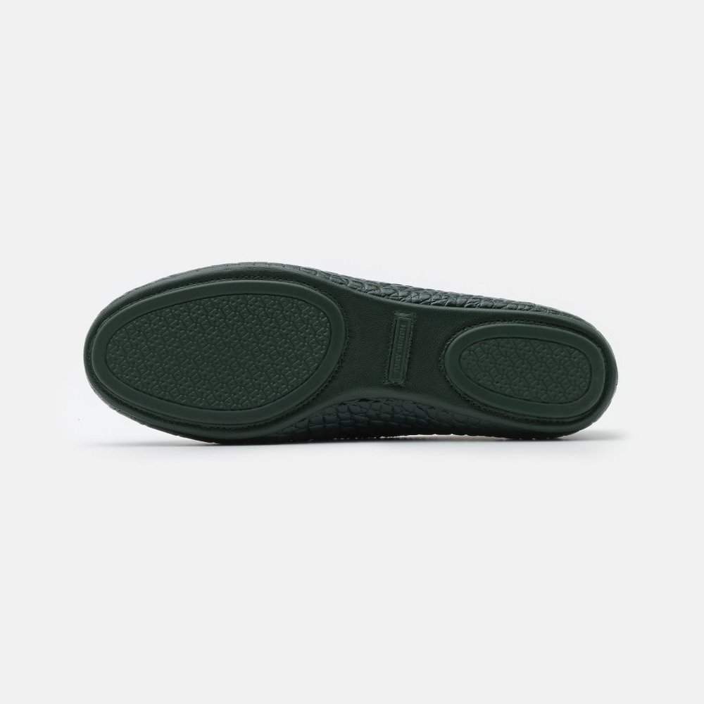 Tory Burch NIB Minnie Croc Embossed Green Verde Ballet Flats - Picture 3 of 7